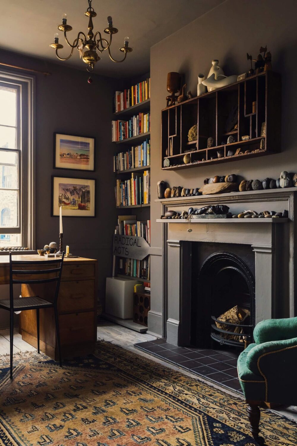 Moody Colors in a Unique Historic Apartment 10 moody home office antique furniture historic apartment nordroom Moody Colors in a Unique Historic Apartment