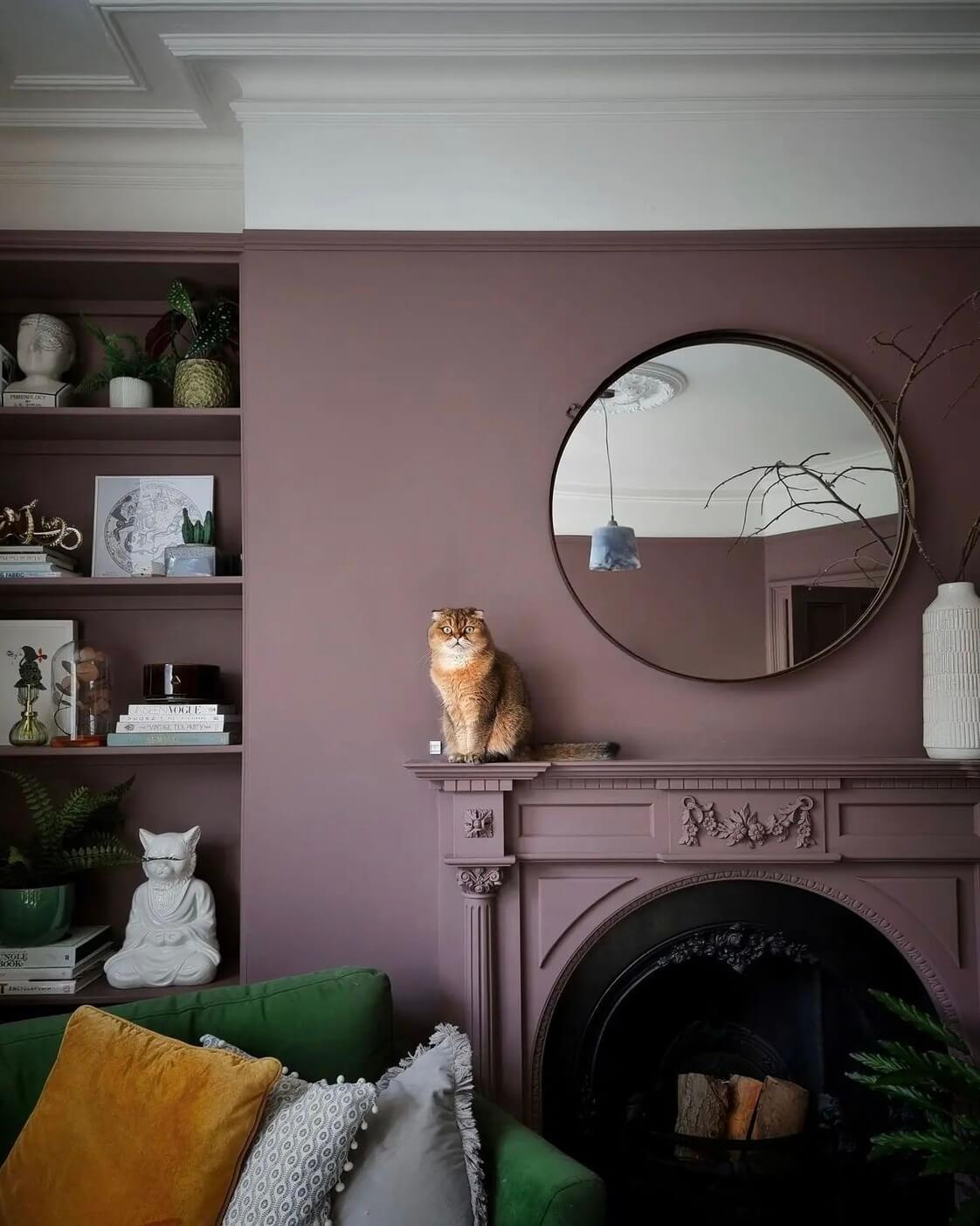 Heather's Colorful Eclectic Home in Scotland 4 purple-living-room-fireplace-victorian-home-nordroom