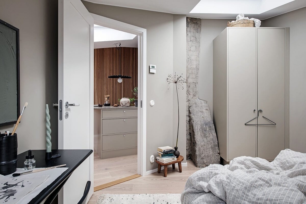 A Tiny but Light Attic Apartment in Sweden 14 scandinavian bedroom skylight attic apartment nordroom A Tiny but Light Attic Apartment in Sweden
