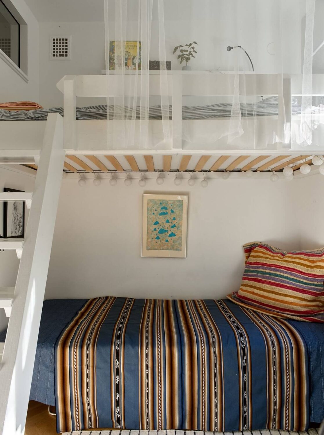 A Natural Scandi Boho Apartment 16 small-bedroom-loft-bed-lounge-nordroom