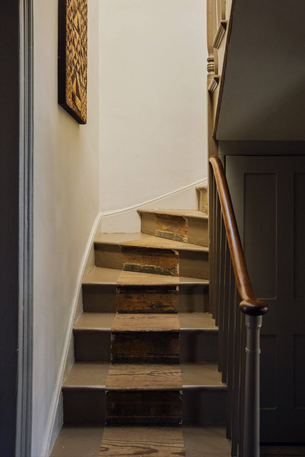 Moody Colors in a Unique Historic Apartment 17 staircase split level apartment england nordroom 2 Moody Colors in a Unique Historic Apartment
