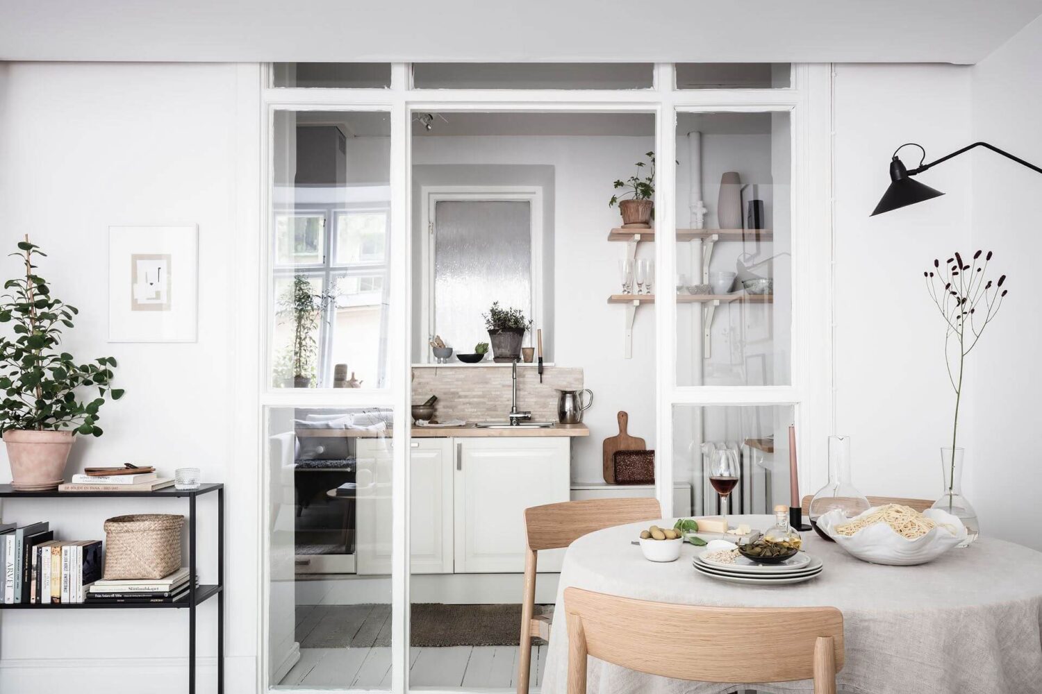 A White Scandinavian Studio Apartment With Loft Bed 15 white-scandinavian-studio-apartment-loft-bed-nordroom