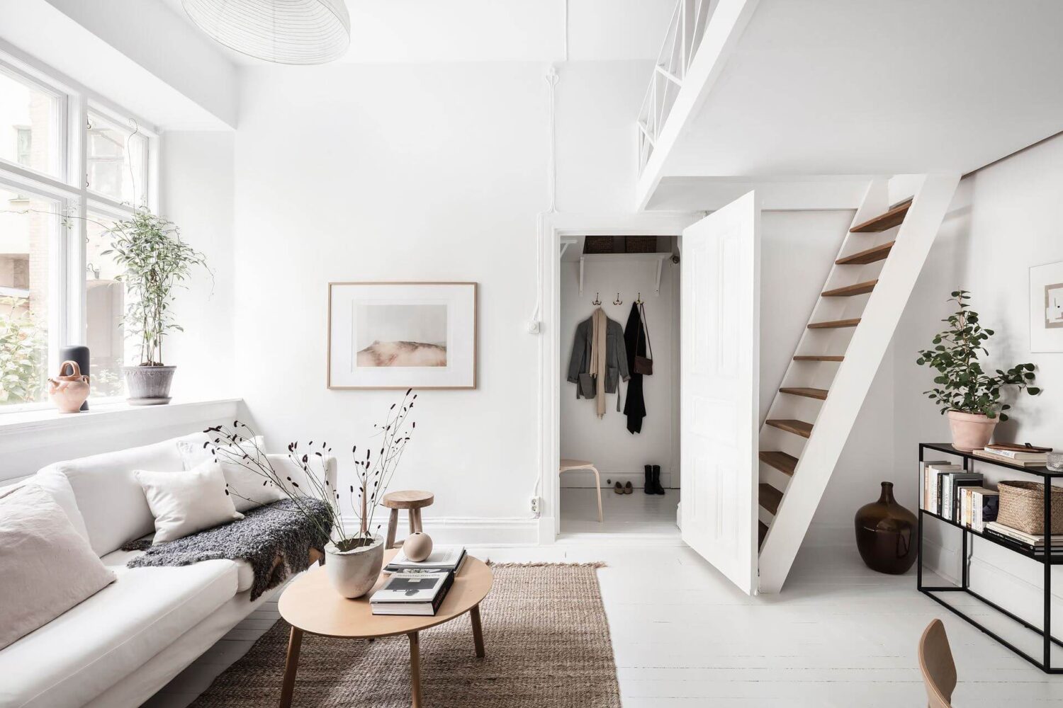 A White Scandinavian Studio Apartment With Loft Bed 8 white-scandinavian-studio-apartment-loft-bed-nordroom