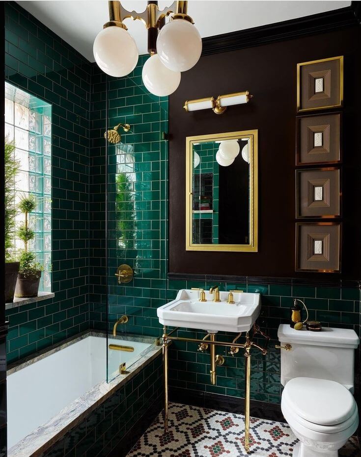 The Best Tile Color for a Small Bathroom 25 dark-green-bathroom-tiles-classic-bathroom-nordroom