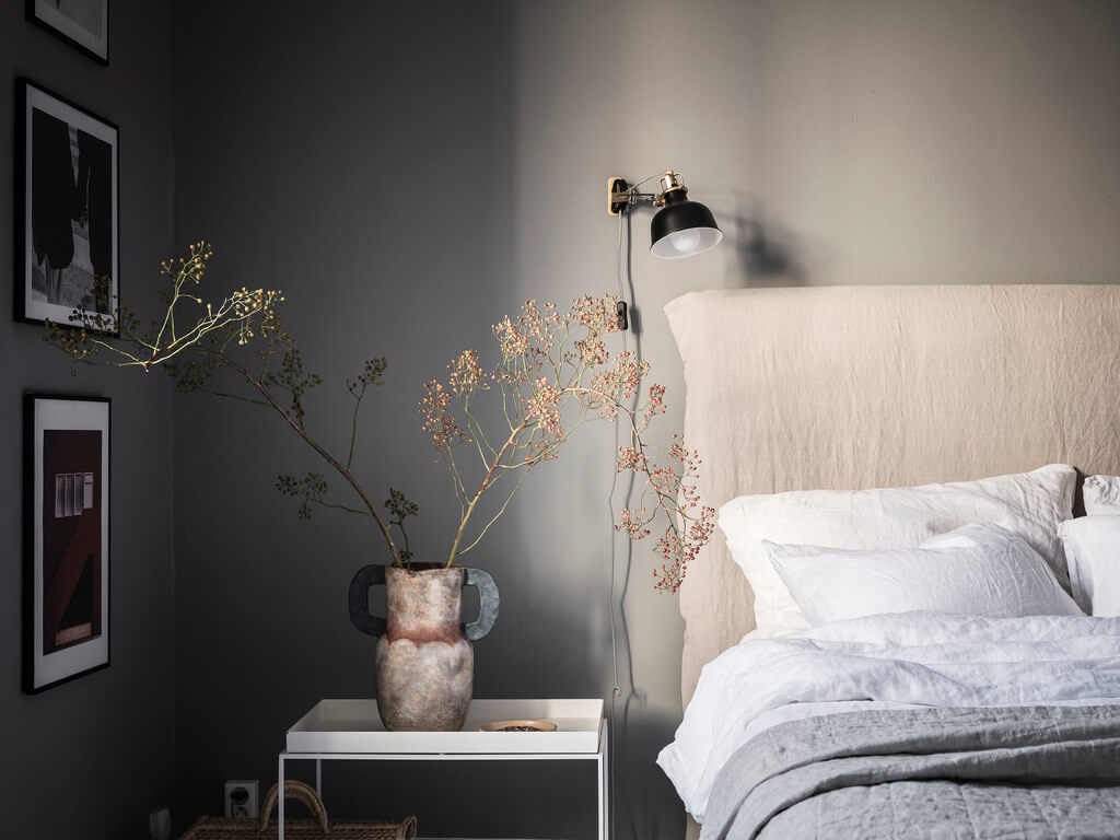 A Stylish Gray Scandinavian Apartment 14 bedside-table-gray-bedroom-nordroom