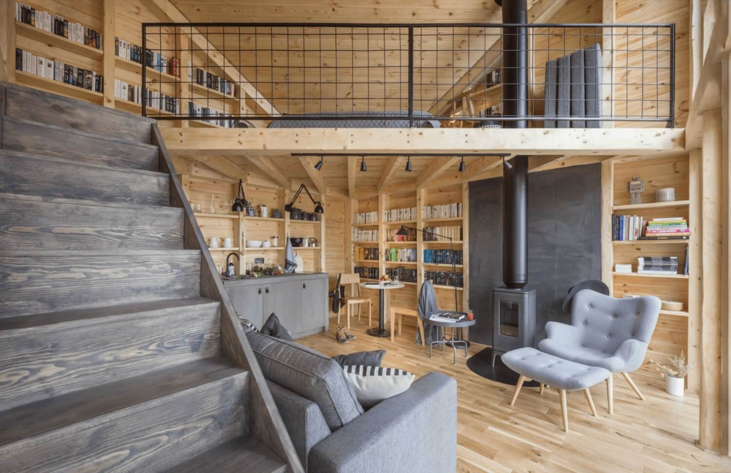 The Bookworm Cabin in Poland 3 cabin-bookshelves-nordroom