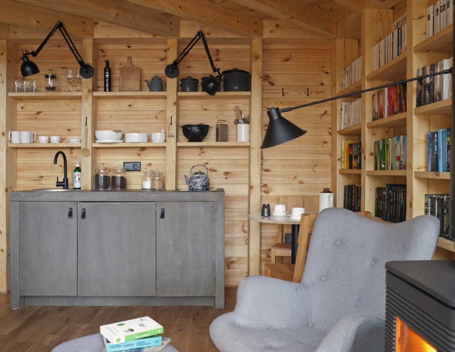 The Bookworm Cabin in Poland 5 custom-made-plywood-cabinetry-kitchen-cabin-poland-nordroom