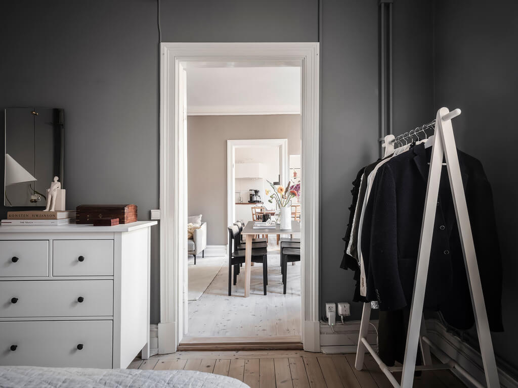 A Stylish Gray Scandinavian Apartment 16 dark-grey-bedroom-nordroom