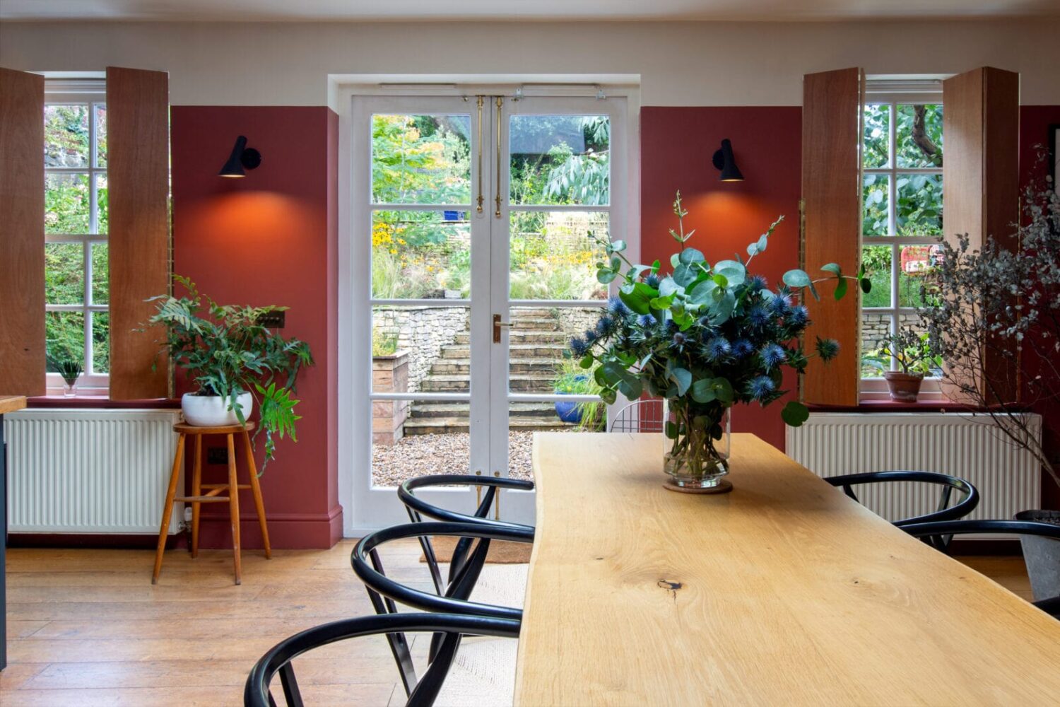 A Colorful Georgian Home in England 4 garden-view-kitchen-terracotta-walls-nordroom