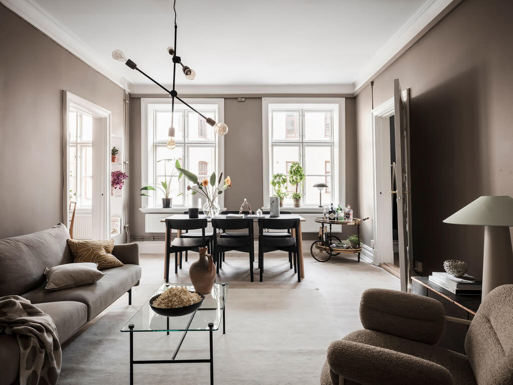 A Stylish Gray Scandinavian Apartment 2 gray-scandinavian-living-room-dining-table-nordroom