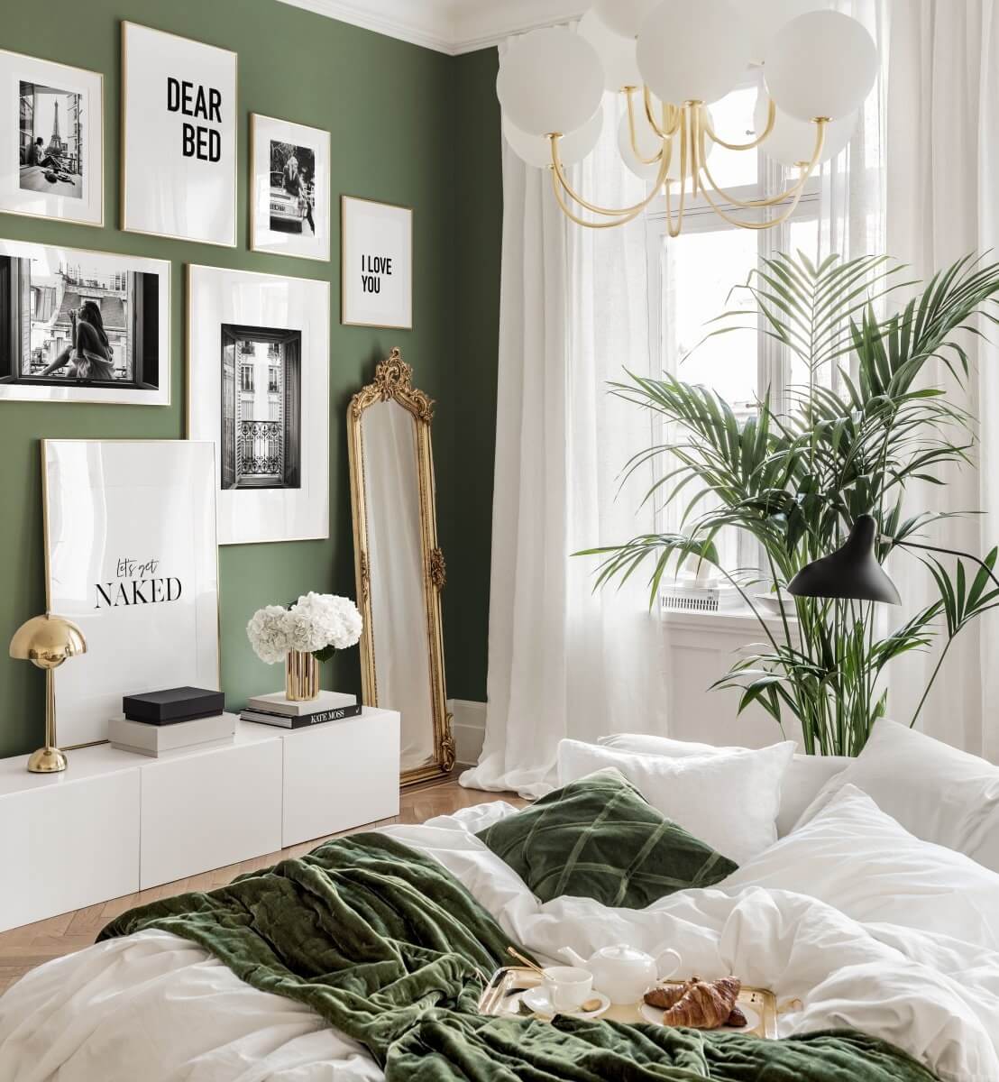 Benjamin Moore Color of the Year 2022: October Mist 15 green-bedroom-gallery-wall-nordroom