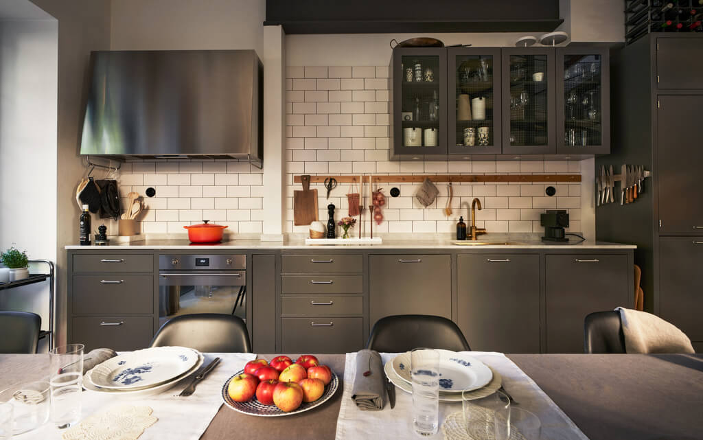 A Swedish Townhouse with Industrial Details 3 grey-industrial-kitchen-scandinavian-home-stockholm-nordroom