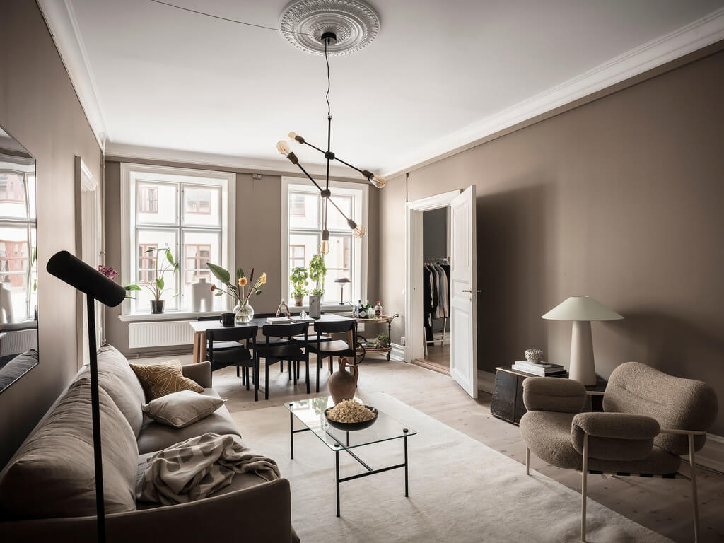 A Stylish Gray Scandinavian Apartment 4 grey-scandinavian-living-room-dining-table-nordroom