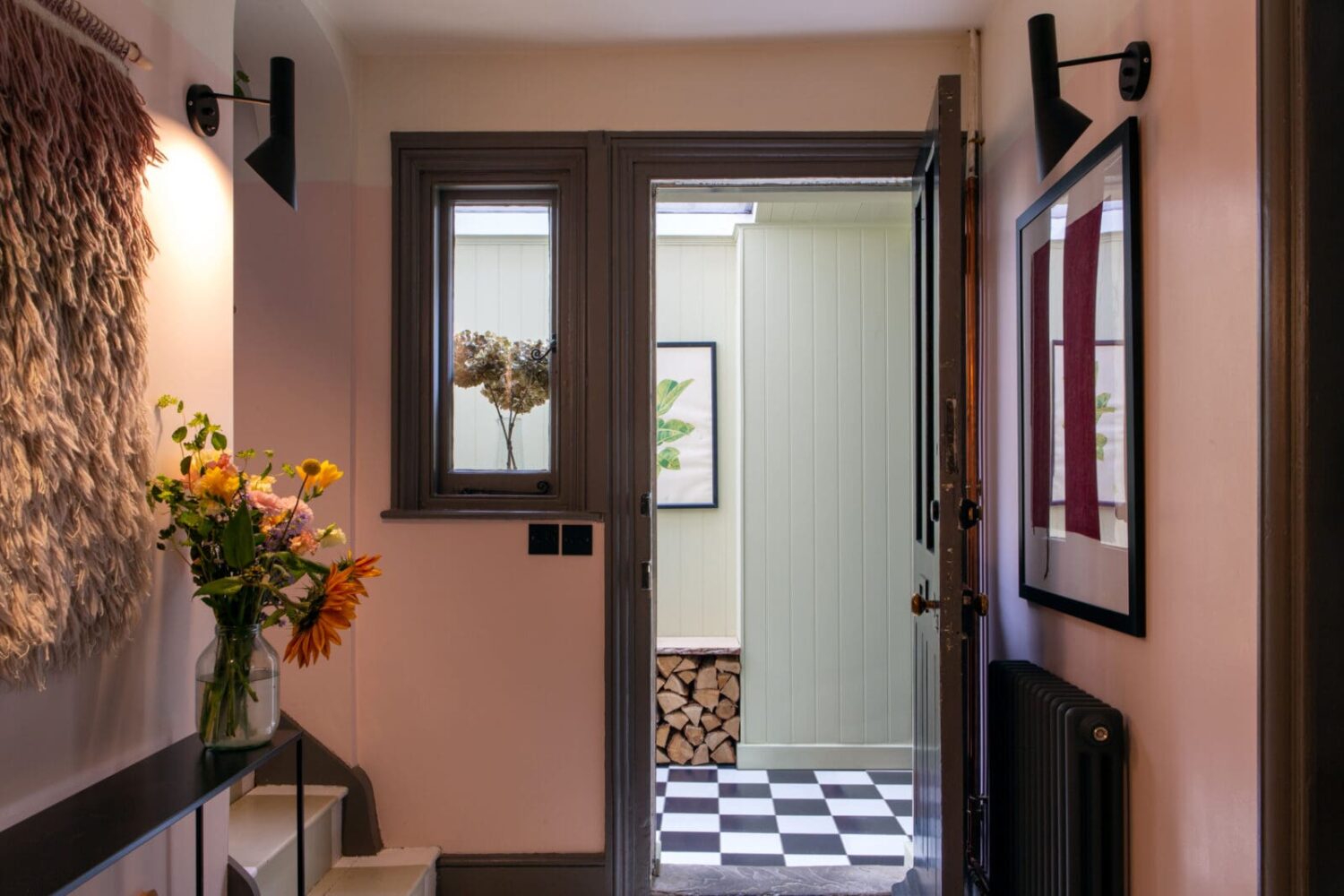 A Colorful Georgian Home in England 11 hallway-checkerboard-floor-nordroom