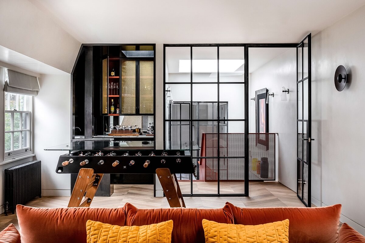 A Modern Playful Mews House in London 9 living-room-steel-glass-wall-nordroom