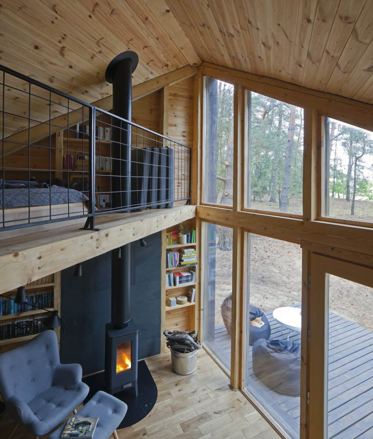 The Bookworm Cabin in Poland 6 loft-sleeping-area-cabin-in-the-woods-nordroom