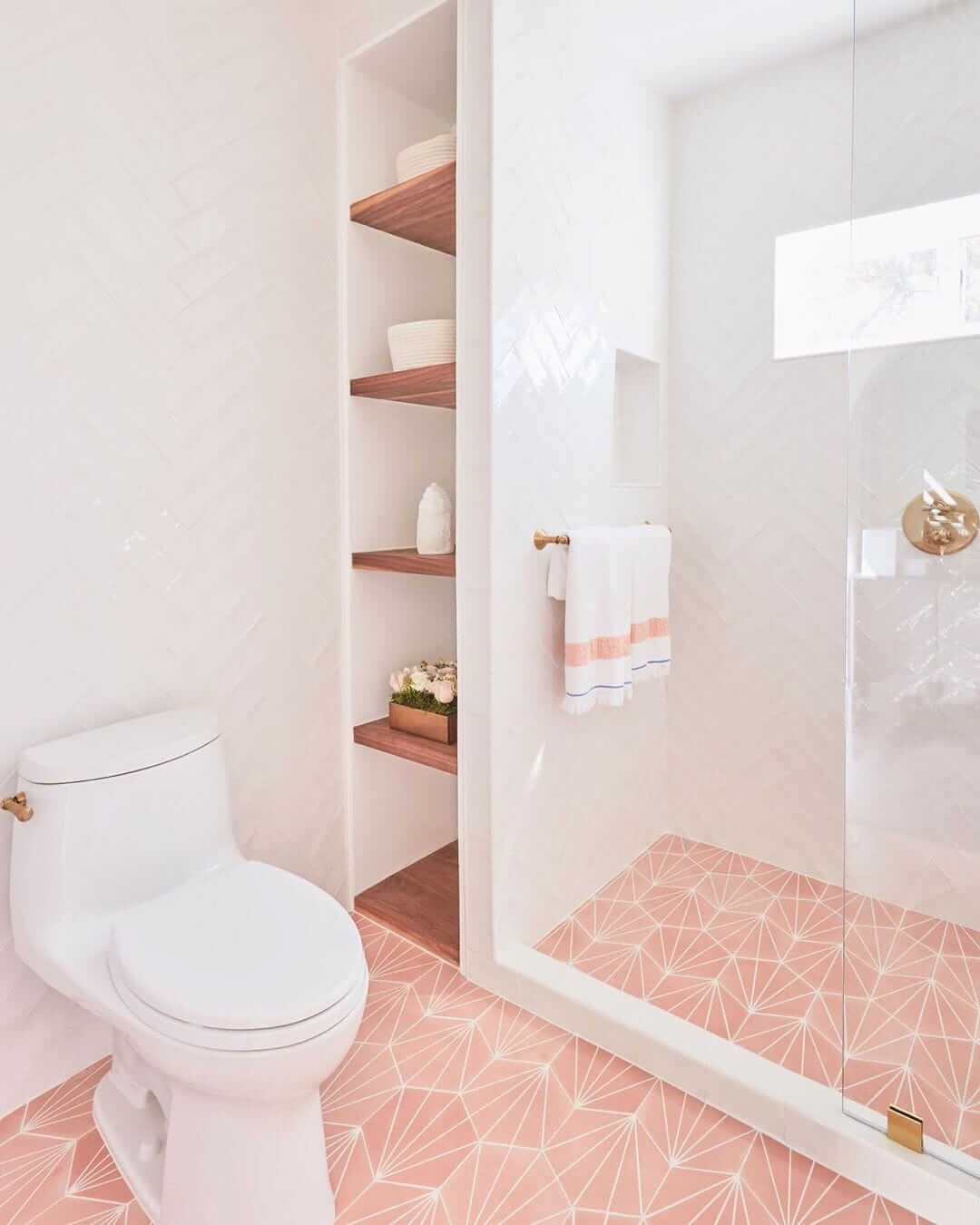 89 Pink Bathroom Ideas: From Hot Pink Walls to Blush Tiles 100 pink-floor-tiles-small-bathroom-nordroom