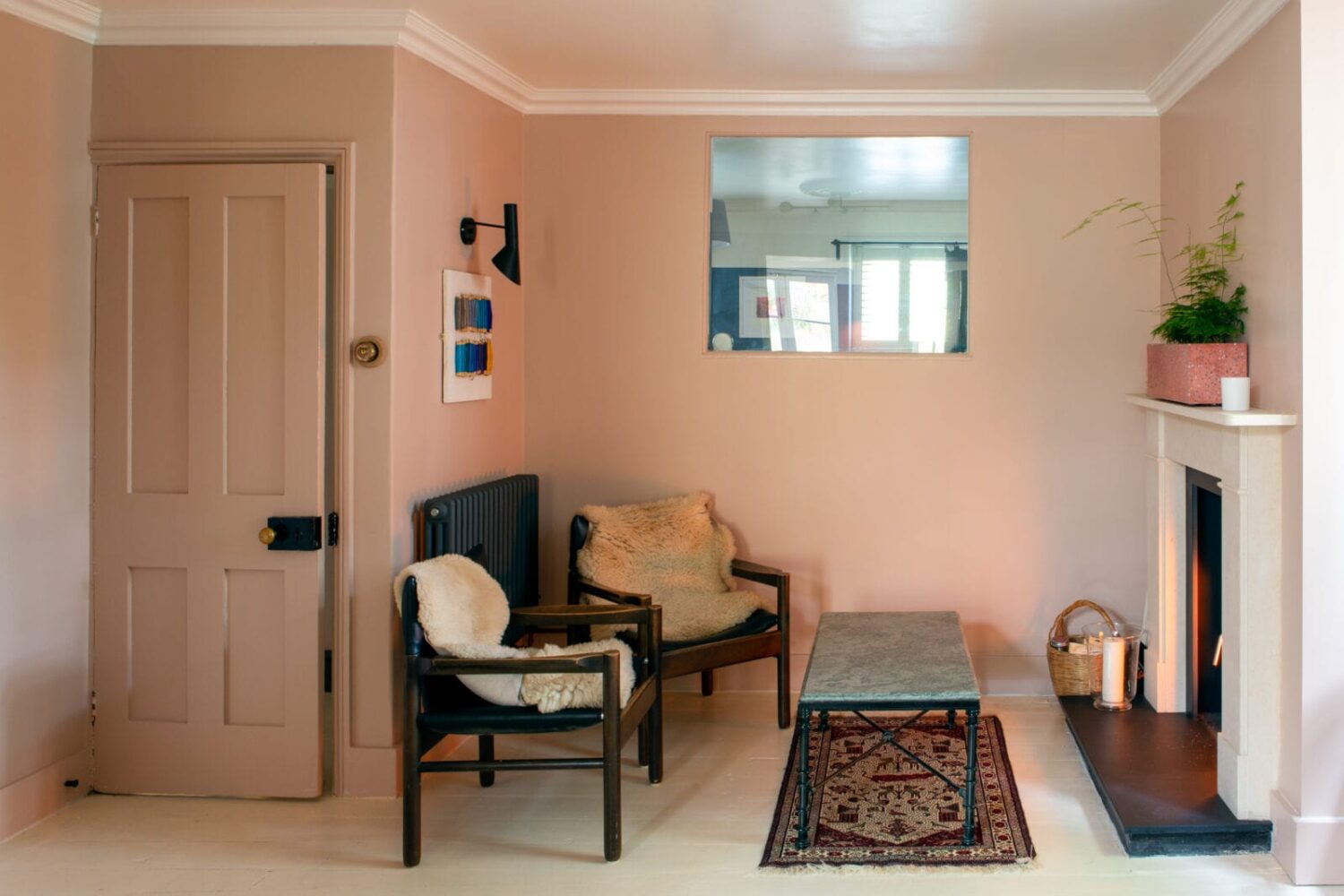 A Colorful Georgian Home in England 9 pink-sitting-room-fireplace-georgian-home-kent-nordroom