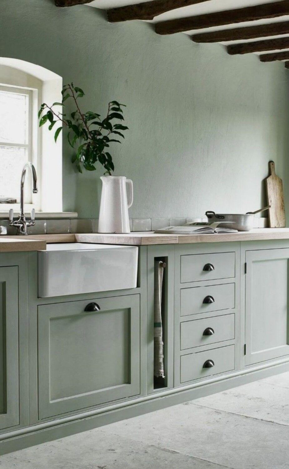 Benjamin Moore Color of the Year 2022: October Mist 7 sage-green-shaker-kitchen-nordroom