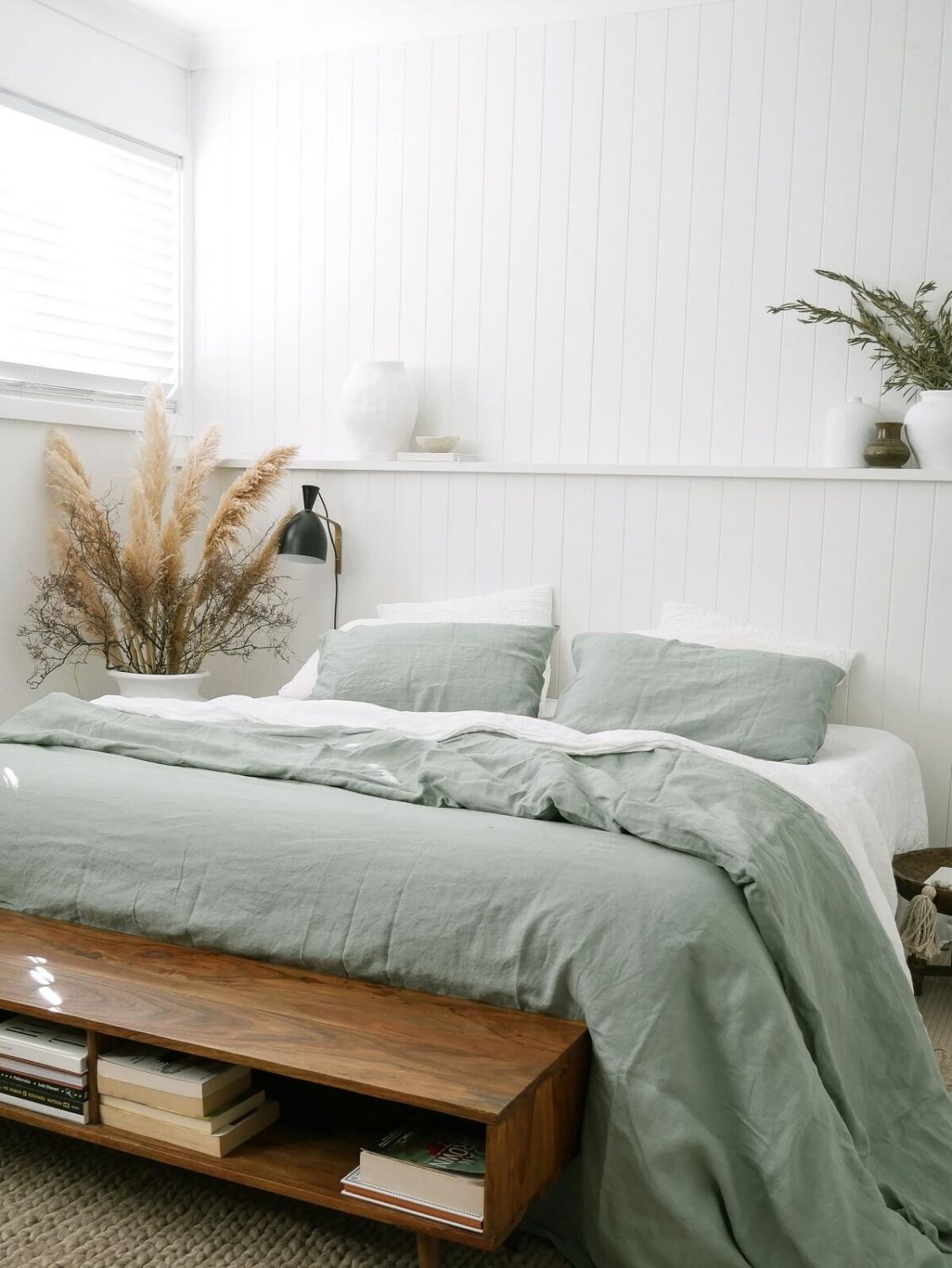 Benjamin Moore Color of the Year 2022: October Mist 16 sage green white bedroom nordroom Benjamin Moore Color of the Year 2022: October Mist