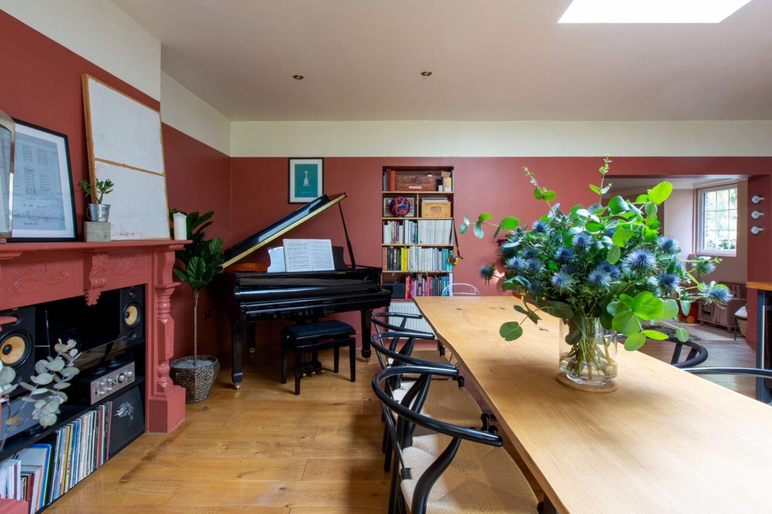 A Colorful Georgian Home in England 2 terracotta-kitchen-dining-fireplace-nordroom