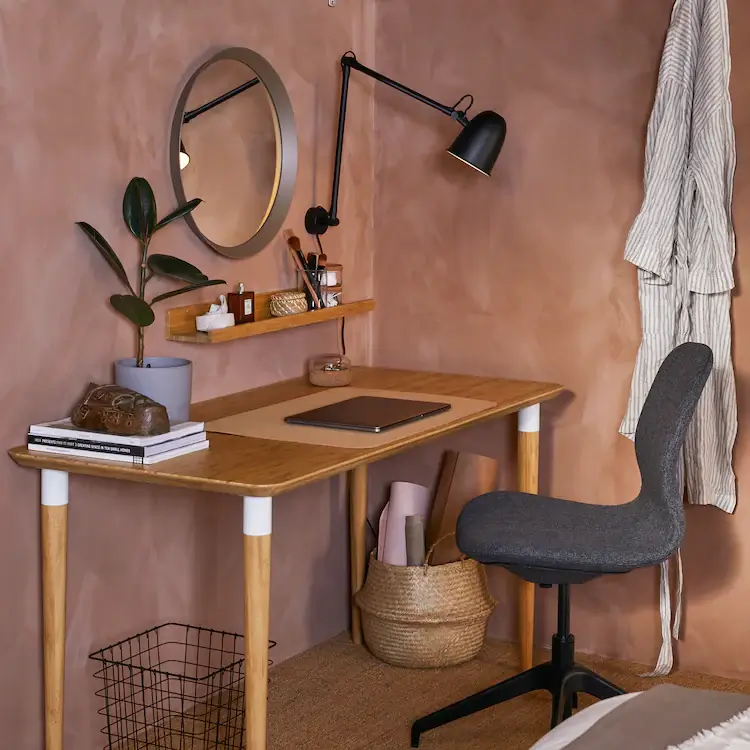 Styling Ideas From 6 New IKEA Bedrooms 17 bamboo-desk-pink-ikea-bedroom-nordroom
