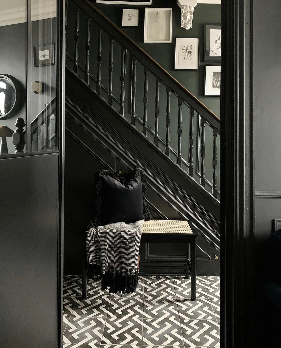 A Moody Edwardian Home in London 11 black-hallway-edwardian-home-london-nordroom
