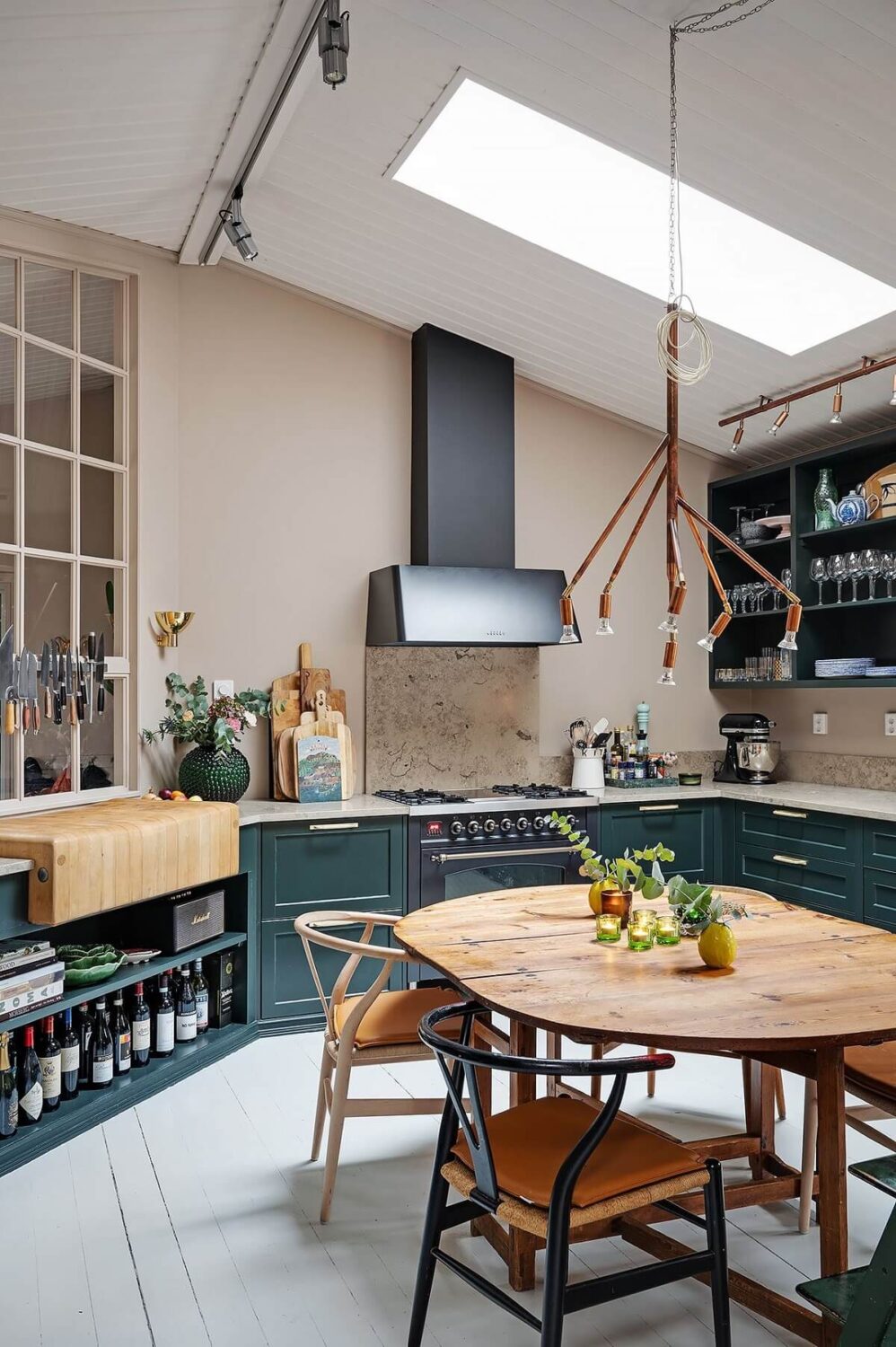 Beautiful Kitchens with Skylights That Add Light and Style 20 blue-kitchen-skylight-colorful-eclectic-home-bobo-wallmansson-nordroom