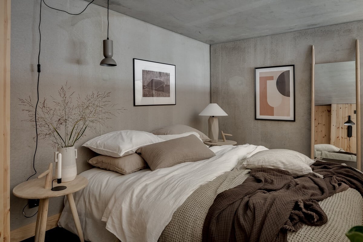 A Scandinavian Loft Made of Concrete and Wood 15 concrete-grey-loft-bedroom-scandinavian-design-nordroom
