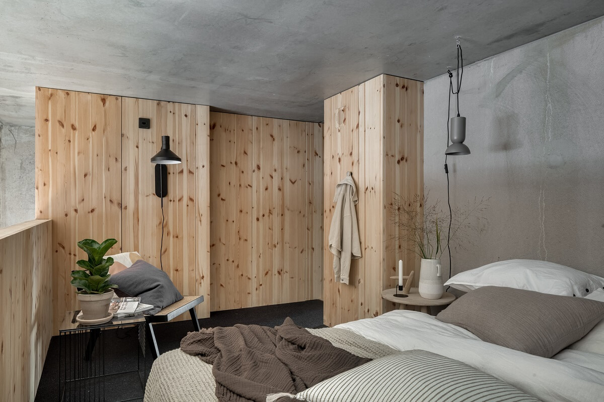 A Scandinavian Loft Made of Concrete and Wood 14 concrete-wood-loft-bedroom-nordroom