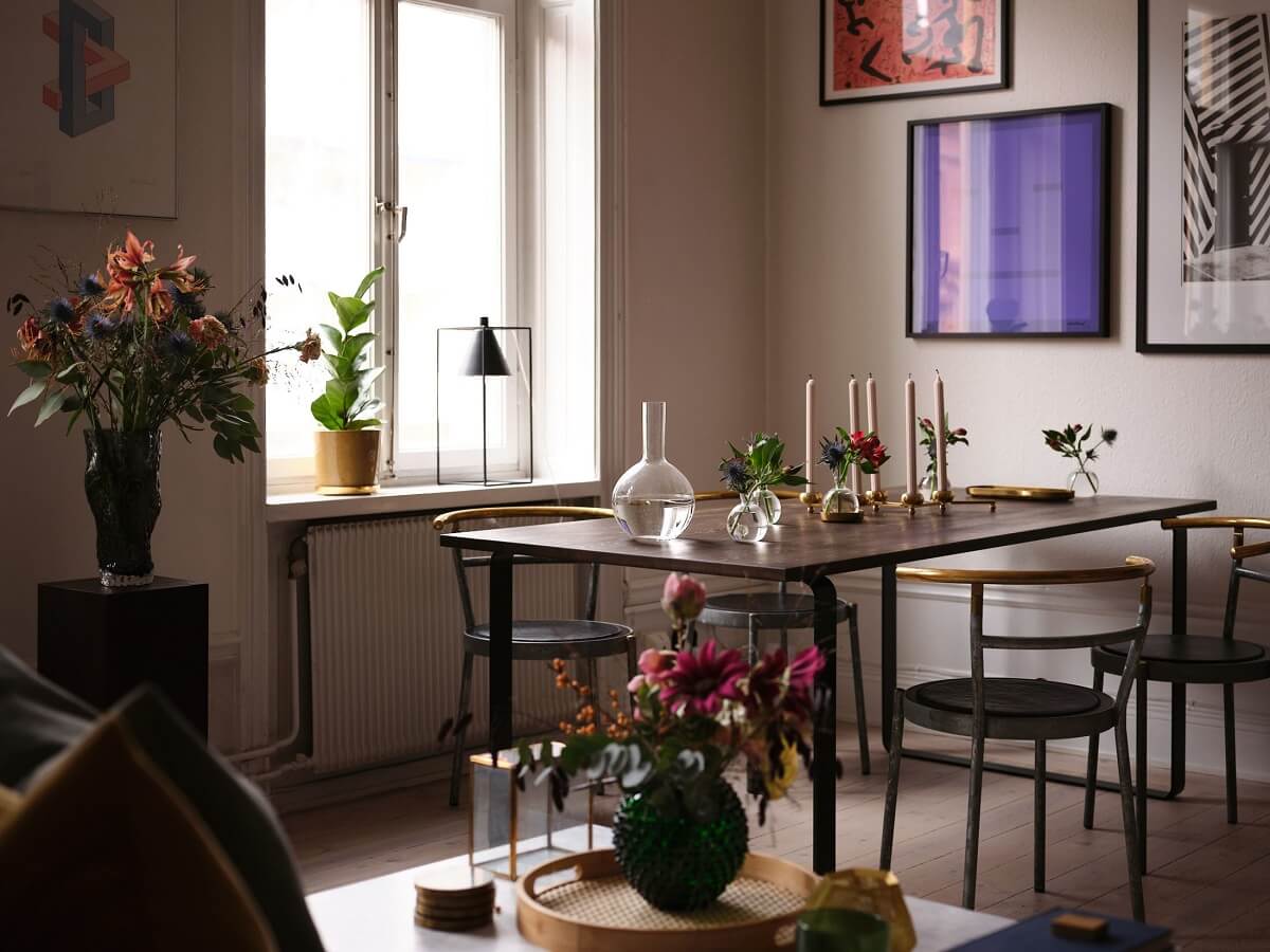 Apartment with Small Dark Blue Bedroom 6 dining-table-living-room-nordic-nordroom