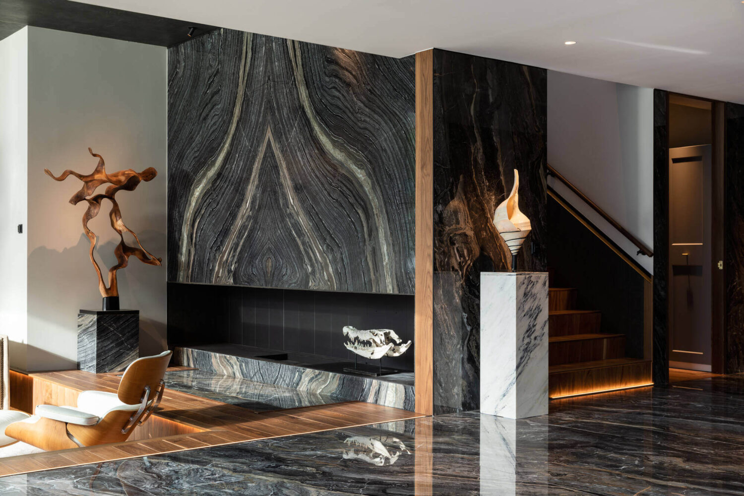 A Modern Architectural Villa in Sweden 11 fireplace-marble-modern-architectural-villa-stockholm-sweden-nordroom