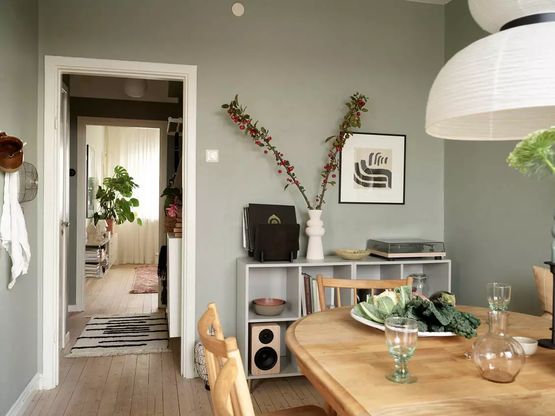 A Scandinavian Studio Apartment with Bed Nook 15 green-kitchen-studio-apartment-sweden-nordroom