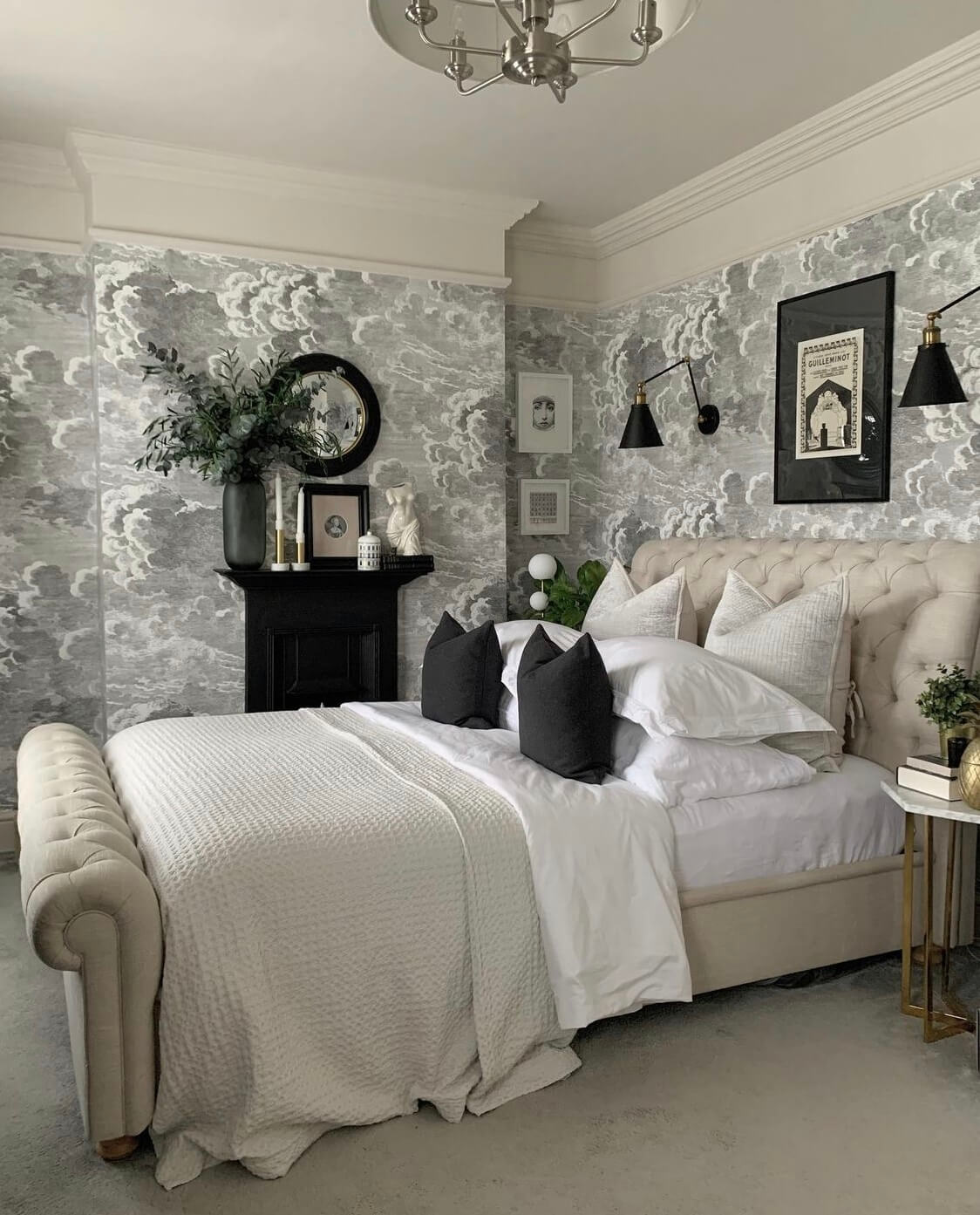 A Moody Edwardian Home in London 13 light-bedroom-wallpaper-nordroom