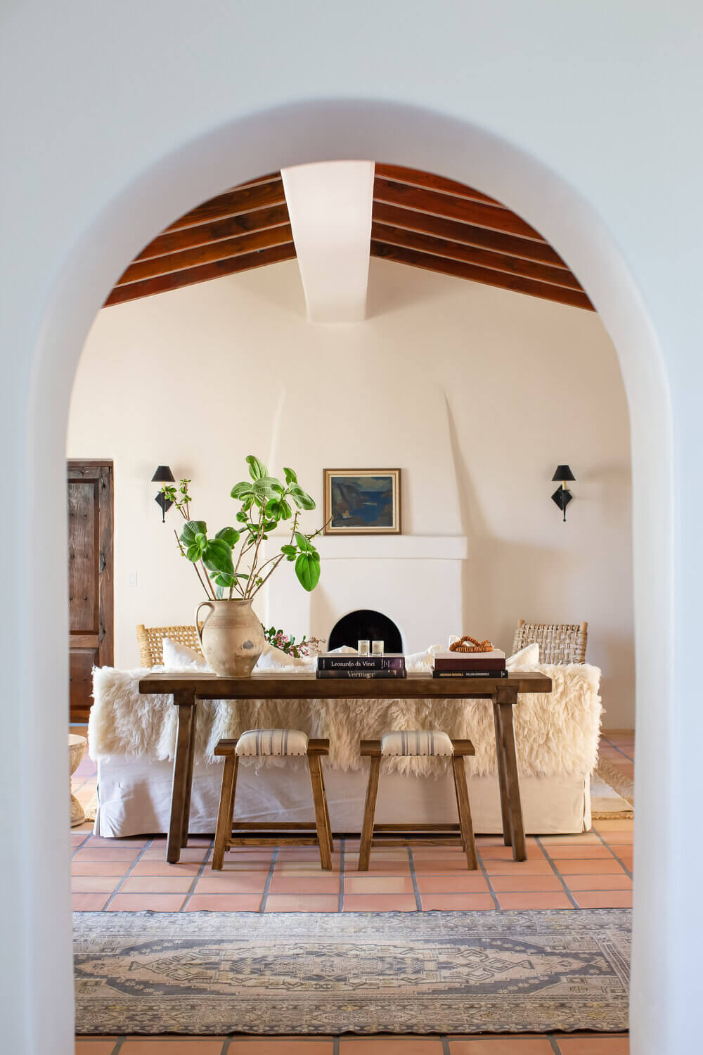 How To Style Terracotta Floor Tiles 6 light-living-room-ceiling-beams-terracotta-floor-nordroom