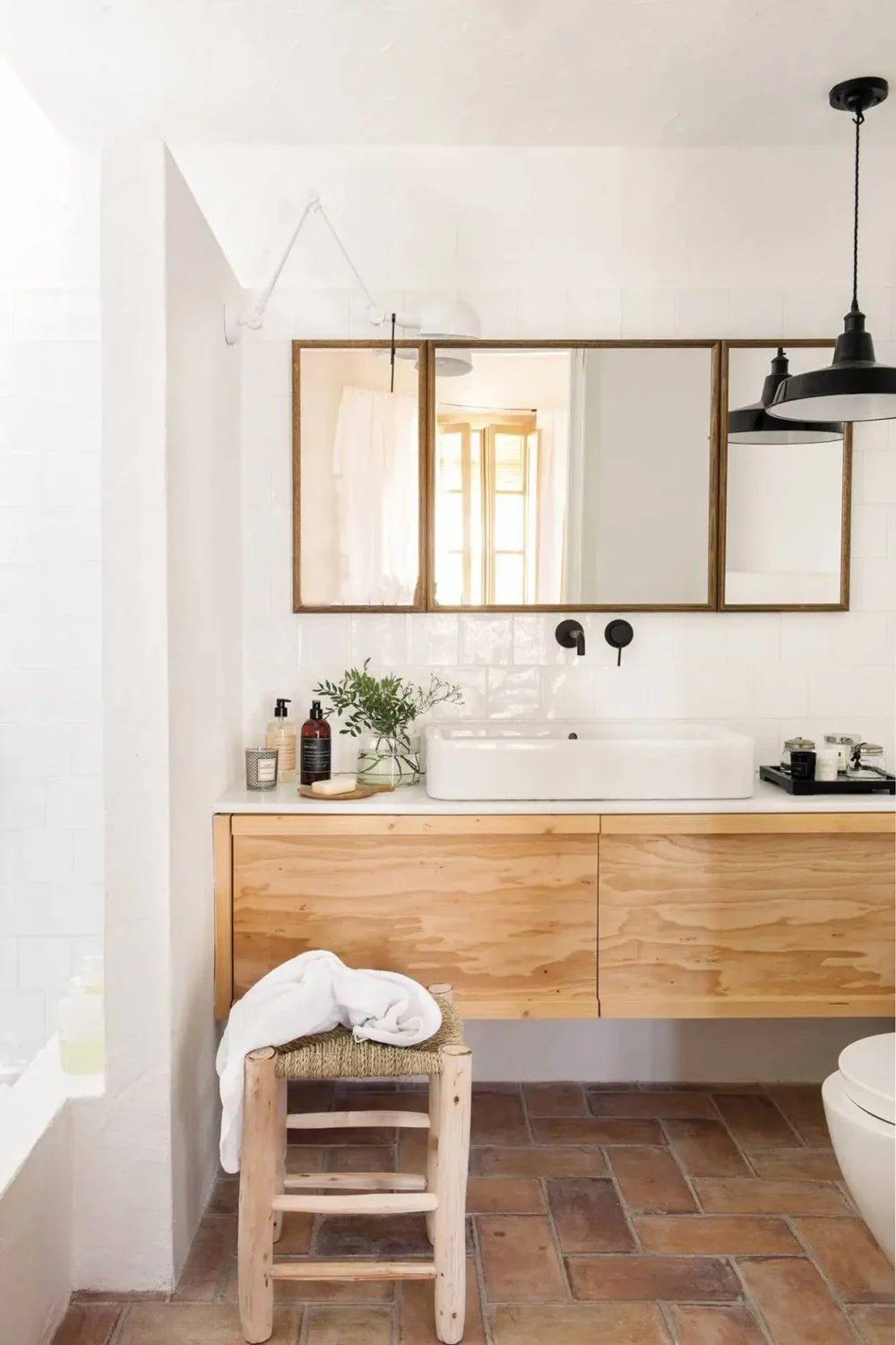 How To Style Terracotta Floor Tiles 34 light-modern-bathroom-terracotta-floor-nordroom