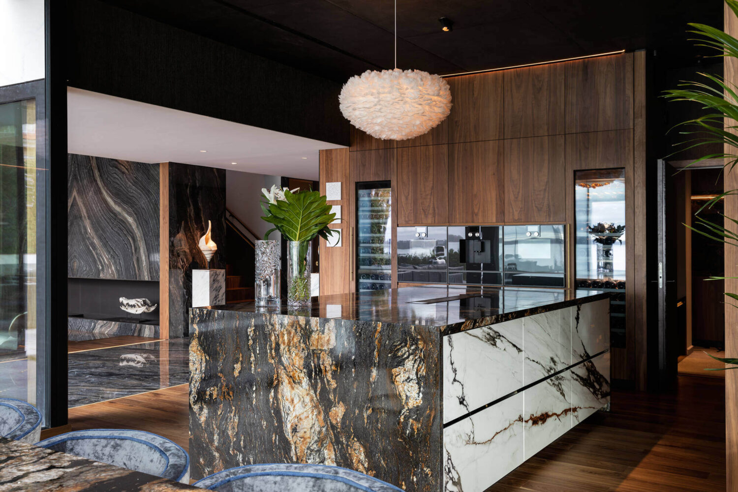 A Modern Architectural Villa in Sweden 7 marble-kitchen-island-modern-architectural-villa-stockholm-sweden-nordroom