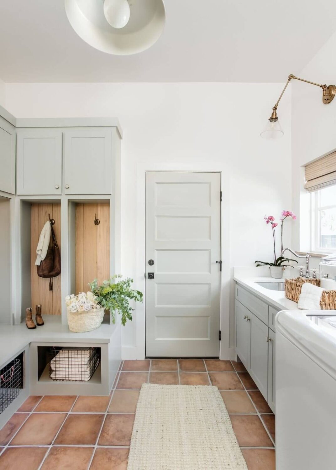 How To Style Terracotta Floor Tiles 30 mud-room-built-in-storage-terracotta-floor-tiles-nordroom