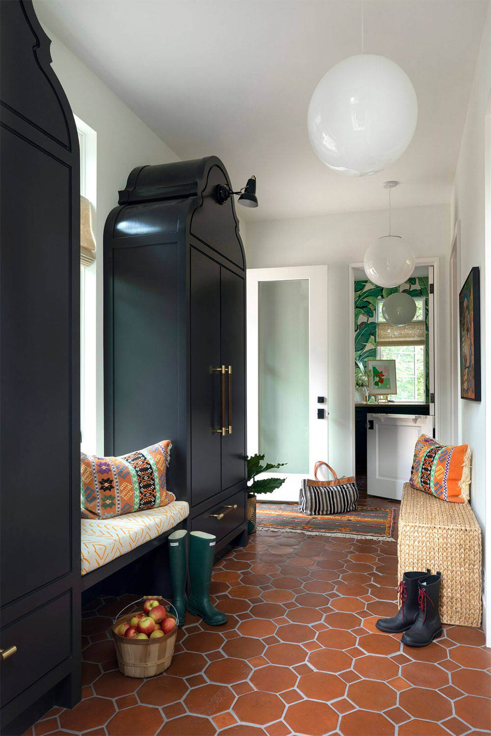 How To Style Terracotta Floor Tiles 28 mudroom-black-storage-terracotta-floor-tiles-nordroom