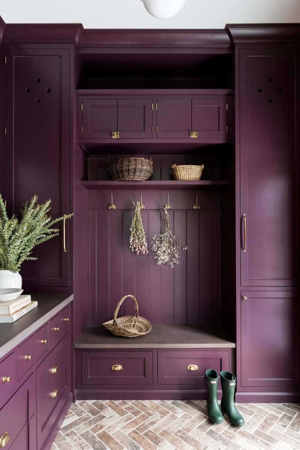 How To Style Terracotta Floor Tiles 11 purple-mudroom-terracotta-floor-nordroom