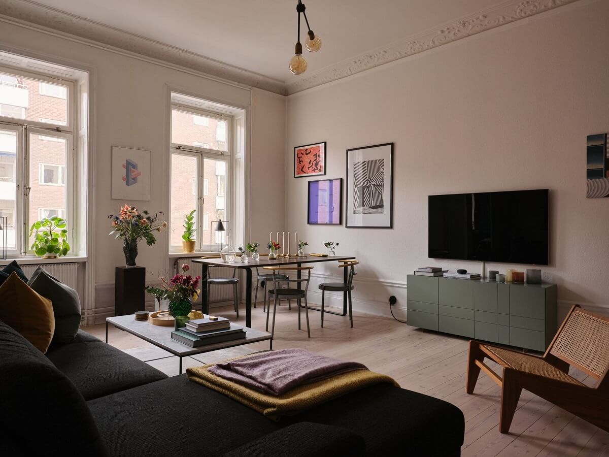 Apartment with Small Dark Blue Bedroom 3 scandinavian-living-room