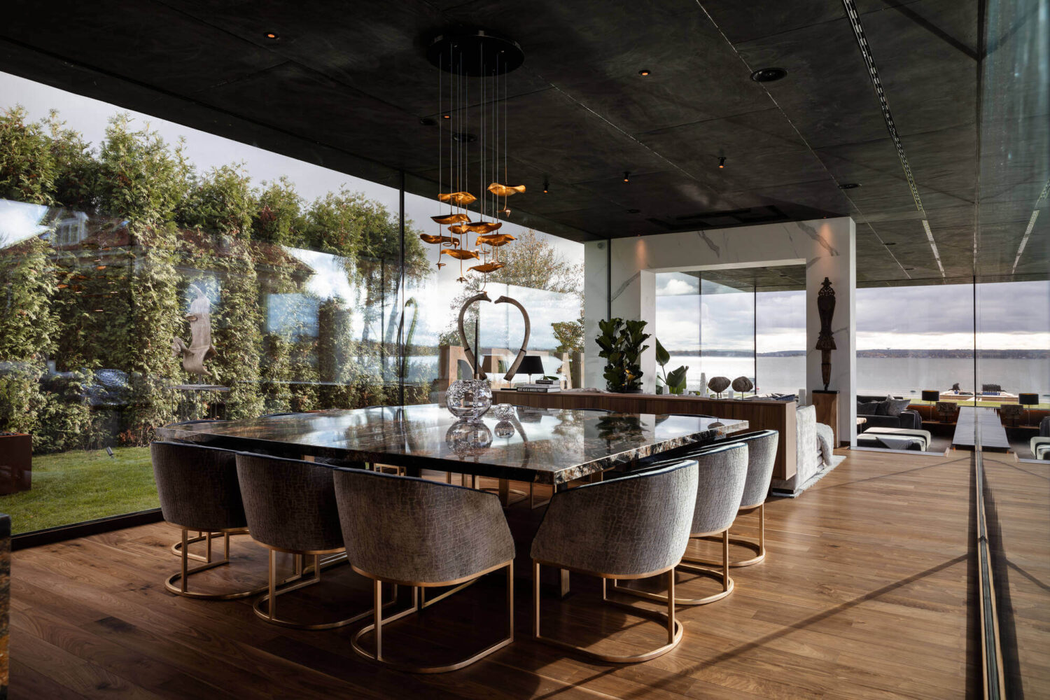 A Modern Architectural Villa in Sweden 10 square-dining-table-modern-architectural-villa-stockholm-sweden-nordroom