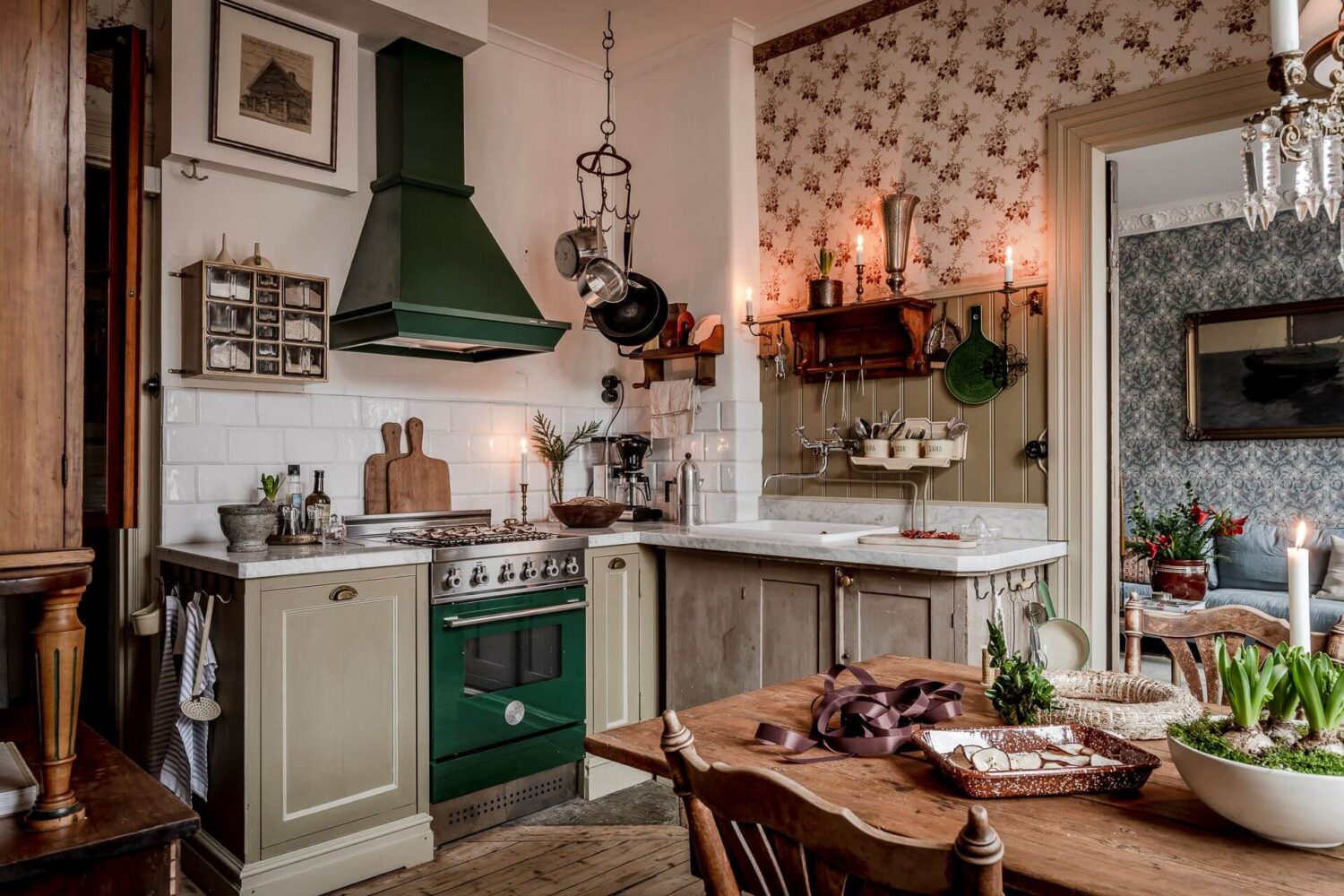 A Charming Vintage Apartment in Sweden 1 vintage-kitchen-green-stove-nordroom