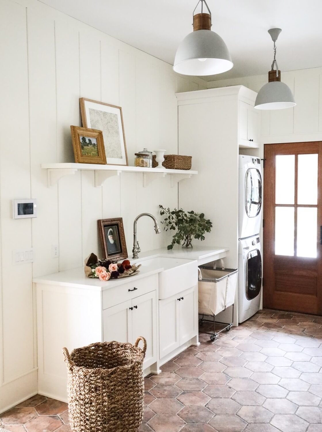 How To Style Terracotta Floor Tiles 29 white-mudroom-terracotta-tiles-nordroom