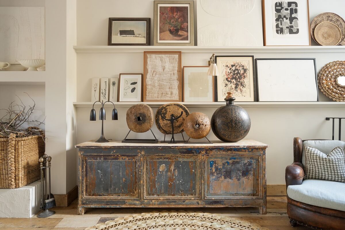 A London Townhouse with Rustic Elements 3 antique-cabinet-picture-ledged-victorian-townhouse-london-nordroom