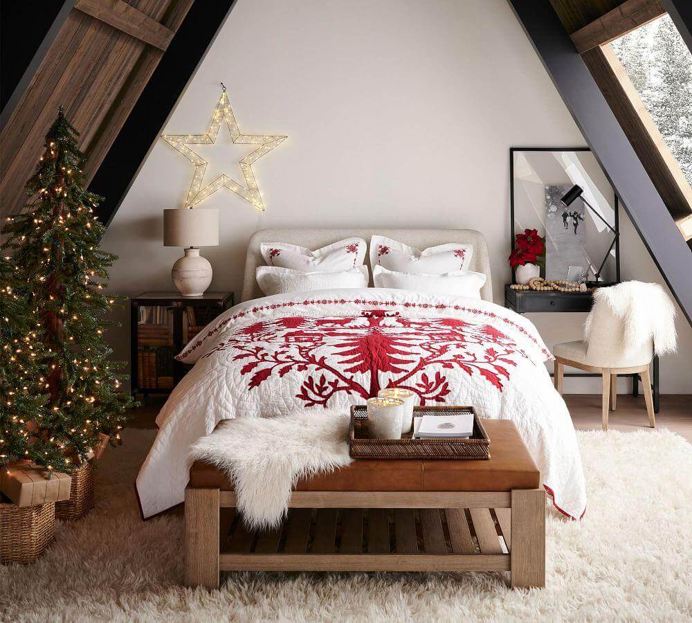 A Modern Rustic Home Decorated for Christmas 11 attic-bedroom-christmas-decor-nordroom