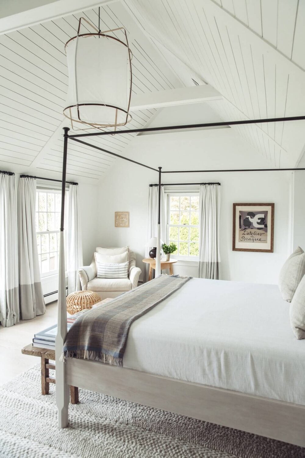 A Serene Colonial Home in Connecticut 16 bedroom-canopy-bed-wooden-ceiling-light-grey-accents-nordroom