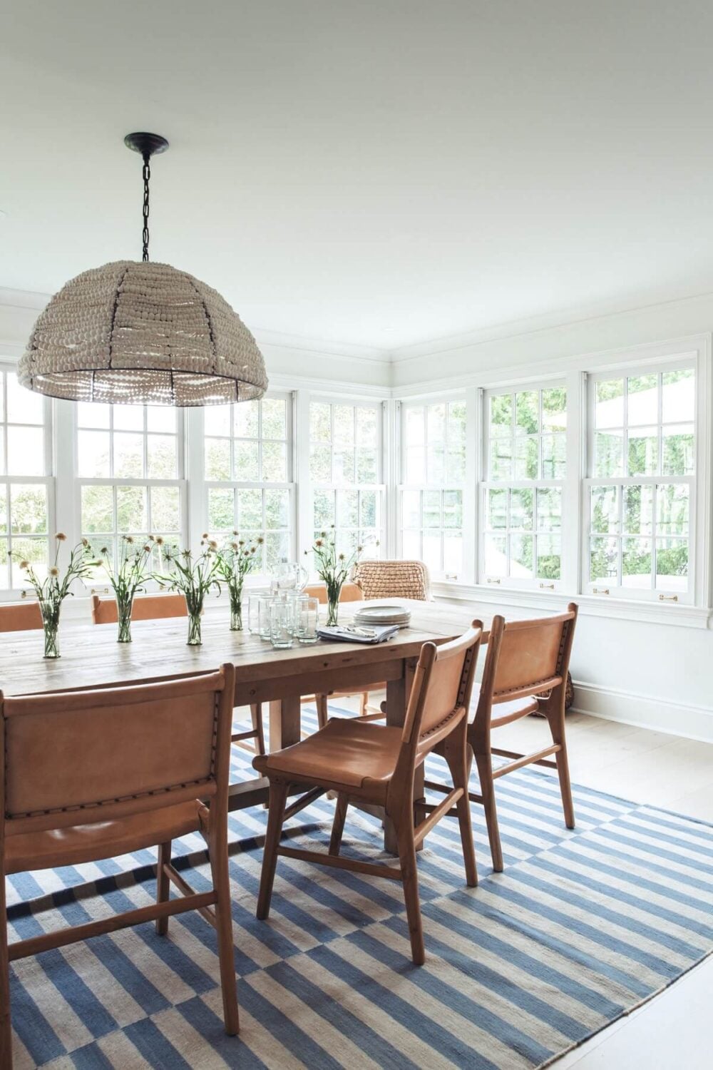 A Serene Colonial Home in Connecticut 8 dining-room-white-blue-striped-rug-nordroom