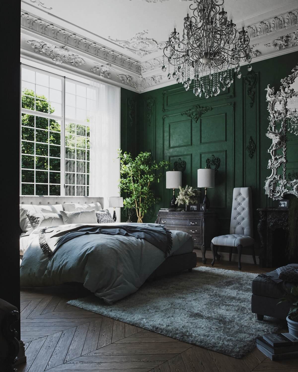 Interior Design Trends 2022: Styles, Decor and Color 23 emerald-green-accent-wall-bedroom-interior-trends-2022-nordroom