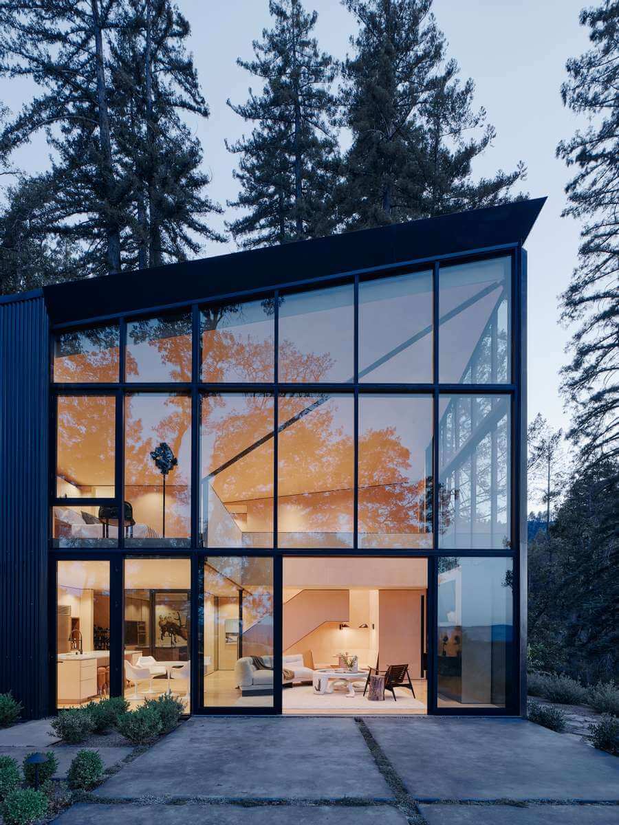 A Modern Mountaintop Home in Napa Valley 10 exterior-evening-shot-modern-napa-valley-home-nordroom